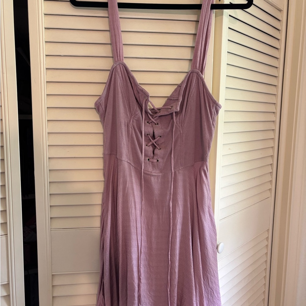 Free People Lavender Lace-Up Tunic